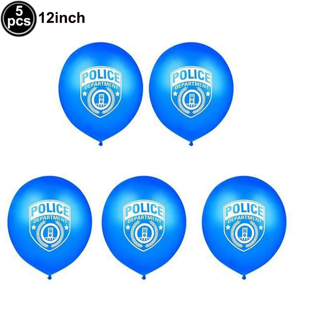 Blue Car Police Truck Foil Balloon Boys Birthday Balloons 4D Standing Balloons Baby Shower Police Themed Birthday Party Decors