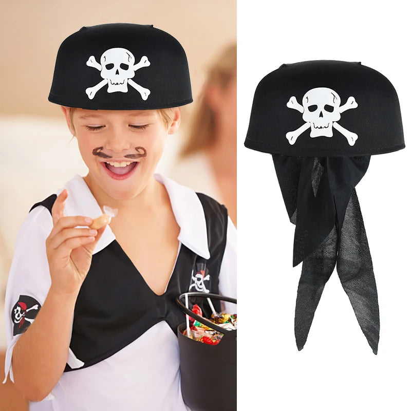 Pirate Theme Party Decoration Pirate Captain Hat Patch Pistol Treasure Toys For Kids Birthday Party Decor Halloween Cosplay Prop
