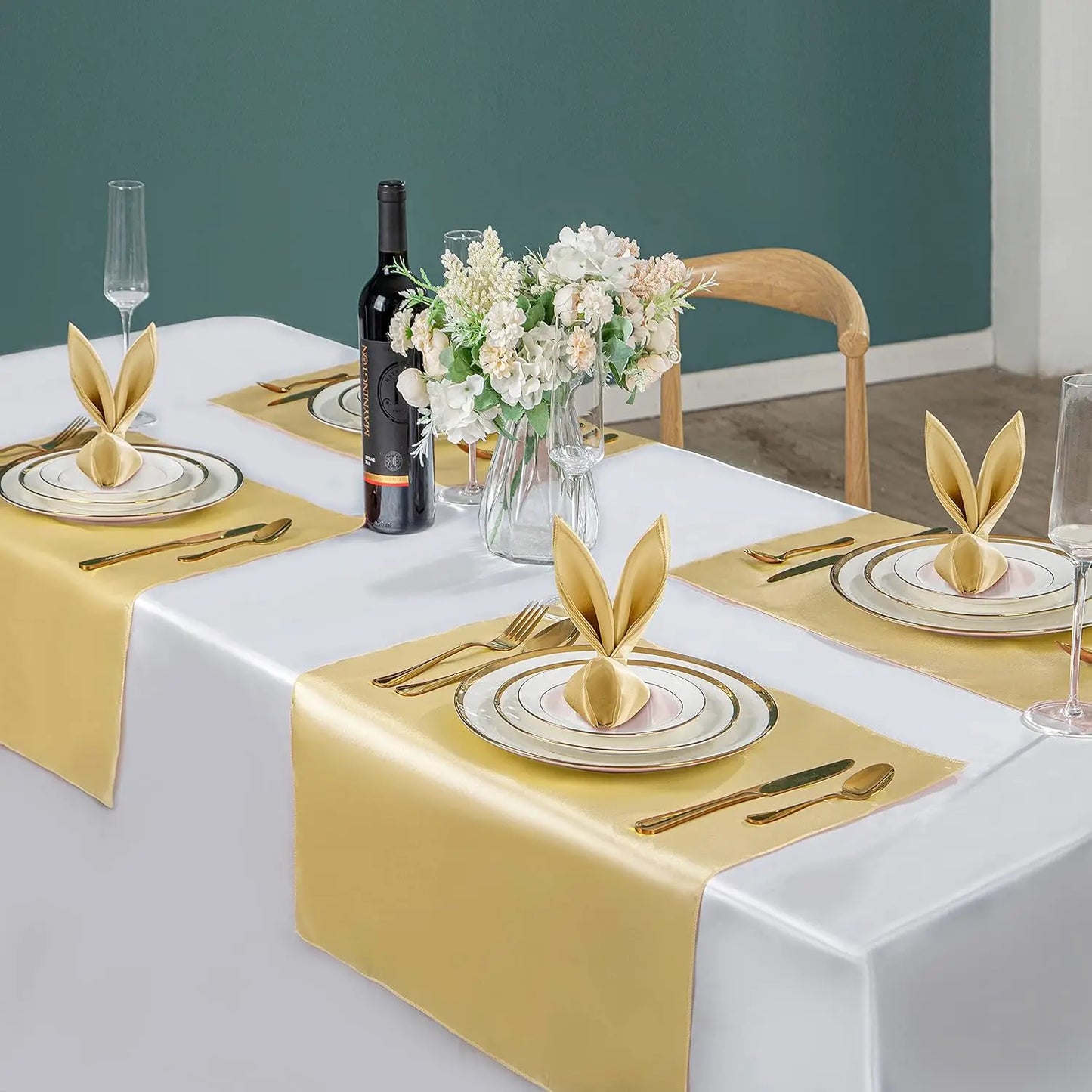 100PCS 30*30cm Satin Napkin Square Washable Soft Smooth Fabric Table Napkin for Wedding Banquet Party Hotel Restaurant Decor