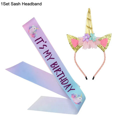 Rainbow Unicorn Party Balloons Disposable Tableware Gift Bags For Kids Girl Unicorn Birthday Party Decoration Favors Supplies