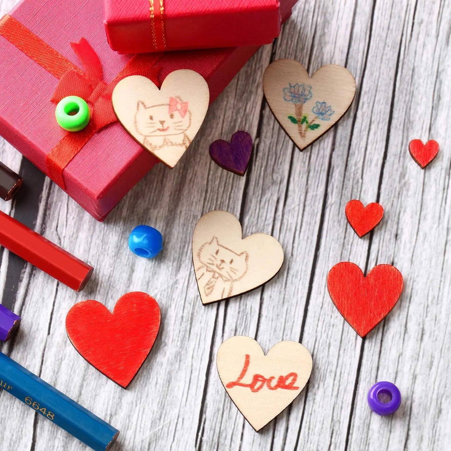 1-10cm Unfinished Wooden Hearts Love Blank Wood Slices DIY Wooden Crafts For Christmas Painting Wedding Ornaments