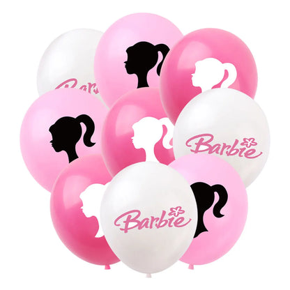 MINISO Barbie Birthday Party Decorations Tableware Paper Cups Plates Napkins Balloons Banner Backdrop Pink Baby Shower Supplies