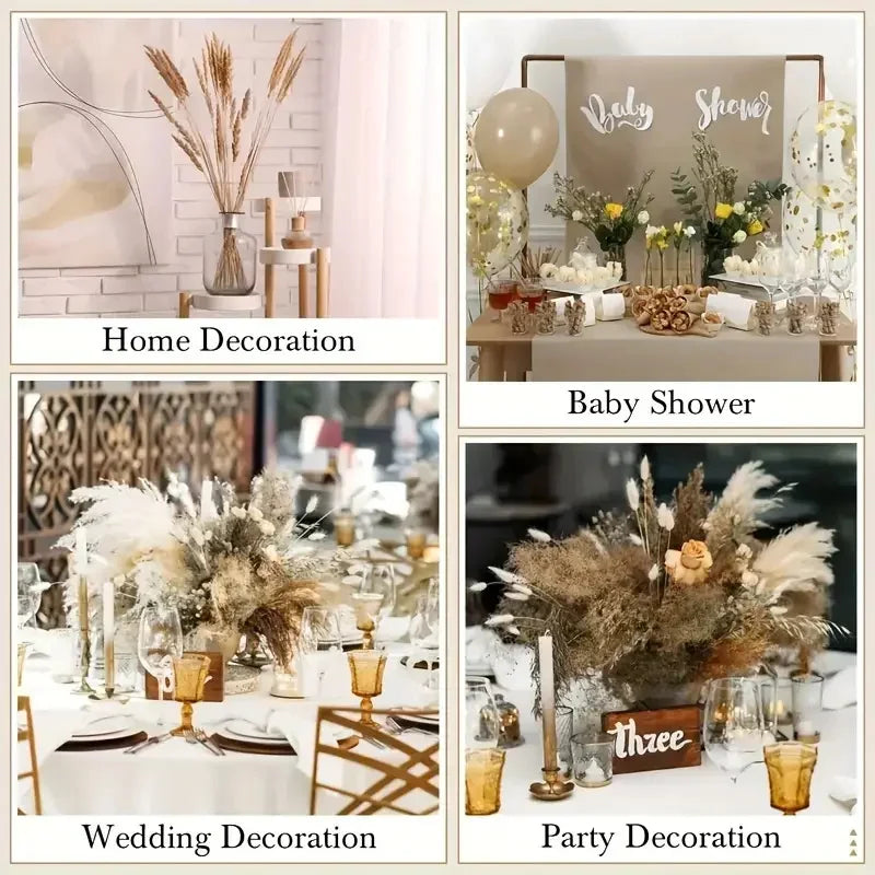 165PCS Pampas Grass Dried Flowers Boho Farmhouse Country Wedding Home Room Decor Bouquet Bunny Tail Grass DIY Artificial Flowers