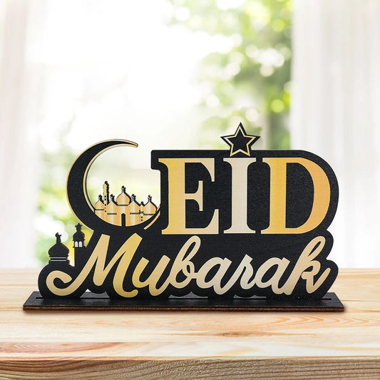 EID Mubarak Decoration Wooden Ornaments Ramadan Decoration 2025 For Home Ramadan Kareem Islamic Muslim Party Eid Al Adha Gifts