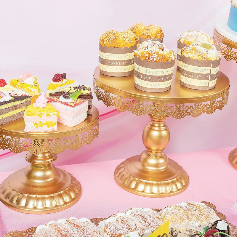 6 Pcs Gold Metal Cake Holder Set,Circular Cupcake Holder,Christmas Decoration Dessert Table,Donut plate，Wedding, Birthdayparty