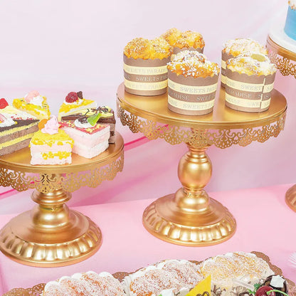 6 Pcs Gold Metal Cake Holder Set,Circular Cupcake Holder,Christmas Decoration Dessert Table,Donut plate，Wedding, Birthdayparty