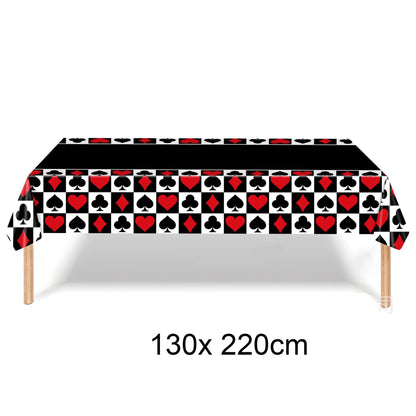Las Vegas Theme Casino Backdrop Hanging decor Garland Banner Poker tablecloth table cover Casino Night Poker Party Decorations