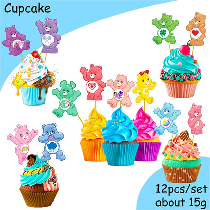 Rainbow Bears Birthday Decoration Angle Disposable Tableware Cup Plate Tablecloth Baby Shower Kids Girls Boy Party Supplies