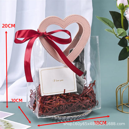 1 Pieces New Heart Portable Transparent PVC Tote Bag Ornament Wedding Candy Gift Bag Plastic Cosmetics Bag Jelly Bag Gift Bag