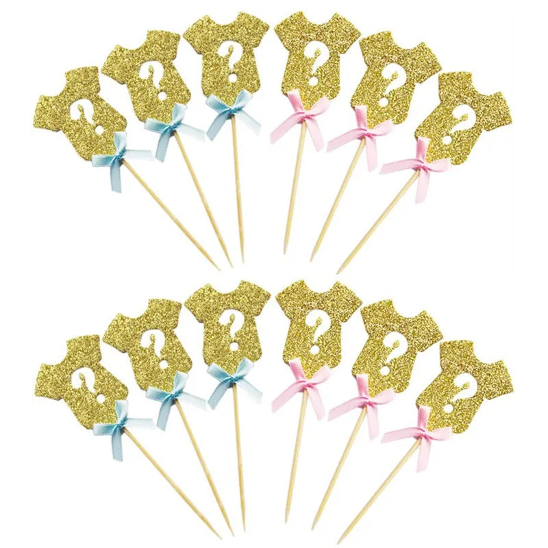 Gender Reveal Cake Topper He Or She Boy Or Girl Cake Flags Baby Birthday Party Cake Decor DIY Baby Shower Cupcake Toppers