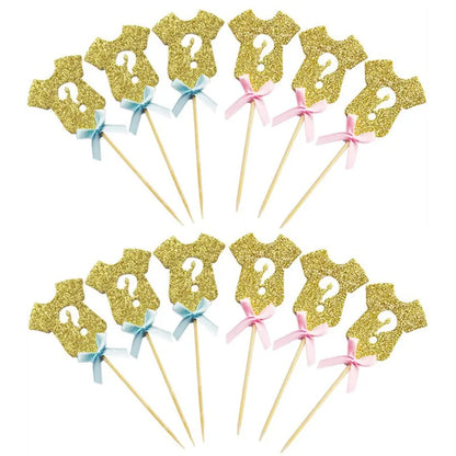 Gender Reveal Cake Topper He Or She Boy Or Girl Cake Flags Baby Birthday Party Cake Decor DIY Baby Shower Cupcake Toppers