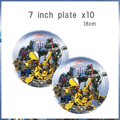 Transformation Birthday Party Decoration Plates Tablecloth Shape Shifting Robot Balloon Backdrop Baby Shower Kids Party Supplies