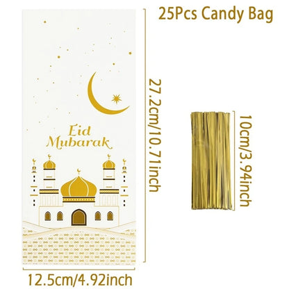 Eid Mubarak Gift Bags Plastic Candy Cookie Bag Ramadan Kareem Decoration 2025 Islamic Muslim Party Supplies Eid Gifts