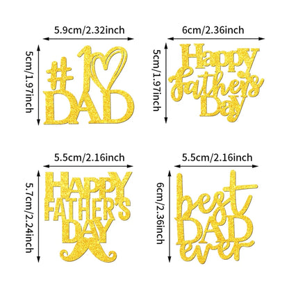 YOMDID 24Pcs Father's Day Cupcake Toppers Happy Cake Decorations Best Dad & Father's Day Cupcake Picks Cake Decorating Supplies