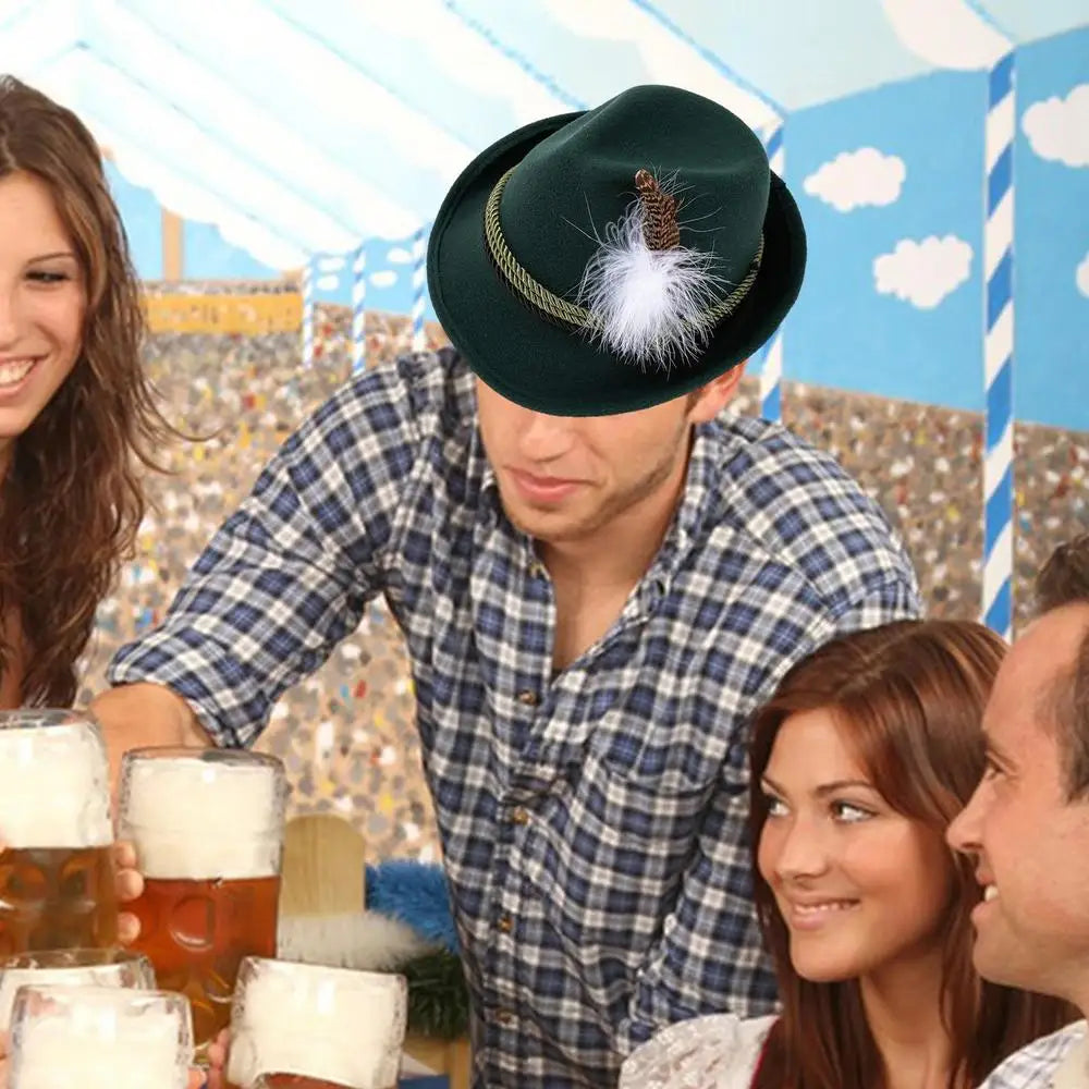 Alpine Hats with Feather Soft Oktoberfest German Hats for Adults Fashionable Alpine Hat for Cosplay Holiday Party Carnival