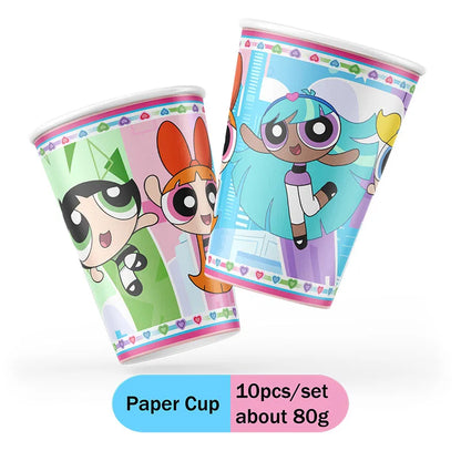 The Powerpuff Girls Gender Reveal Party Supplies Boy or Girl Disposable Napkins Cups Tablecloth Banner Latex Balloon Decorations