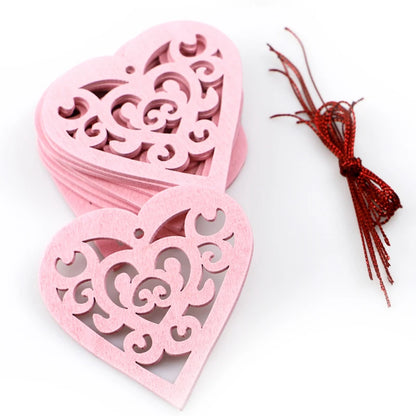 30Pcs Engraved Love Heart shaped pendant Hollow Shape DIY Crafts for Wedding Party Valentines Day Decoration Ornaments