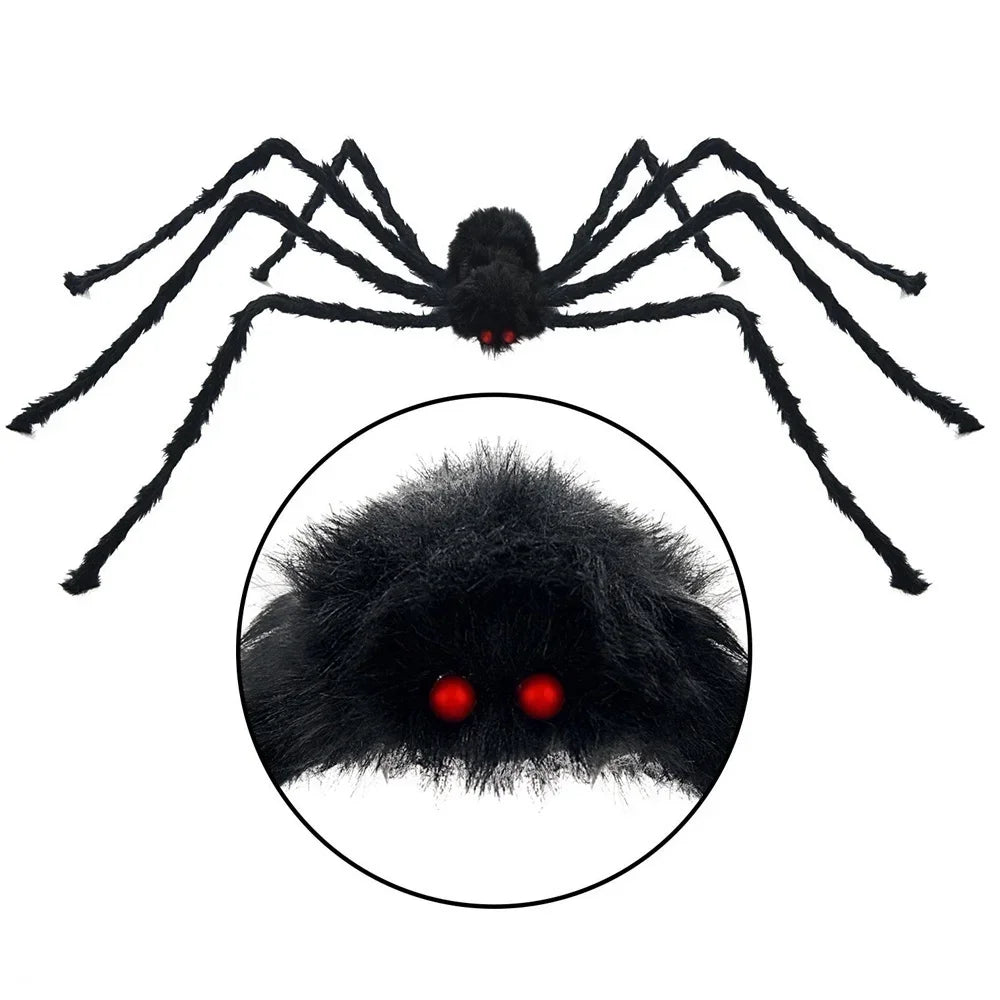 Giant Spider Huge Spider Web Halloween Decoration Props Haunted Indoor Outdoor Spooky Plush Large Araneid Prank Trick Supplies