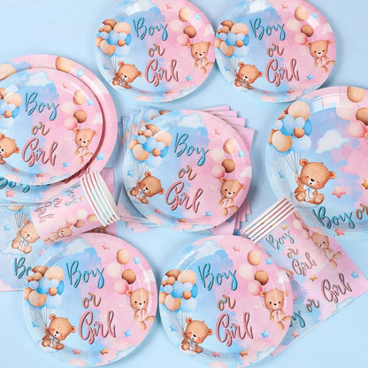 Gender Reveal Party Tablecloth Boy or Girl Baby Shower Decor Newborn Table Cover He Or She Gender Reveal Party Supplies