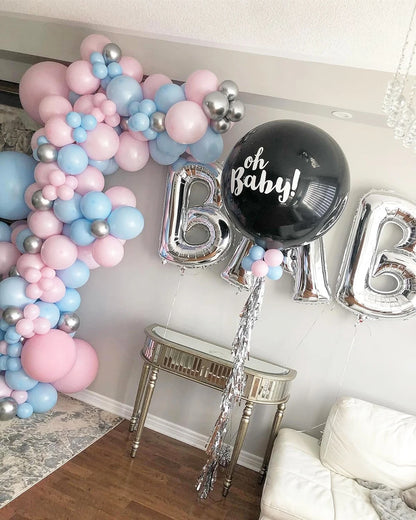 106Pcs Blue Pink Balloons Garland Kit Gender Reveal Balloon Arch Decor Boy or Girl Baby Shower Birthday Party Decorations Globos