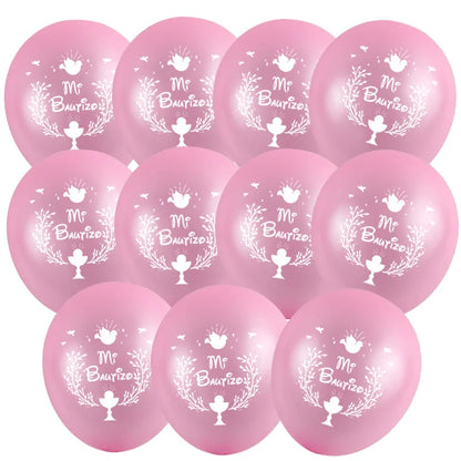 Spanish My Baptism Theme Logo Balloons 50pcs 10 inch Pink Blue Latex Balloon Set Boy Girl Birthday Baby Shower Party Decor