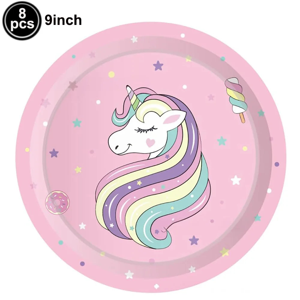 Unicorn Party Decoration Happy Birthday Banner Girl Unicorn Paper Mask Macaron Balloon Rainbow Unicorn Party Best Choice