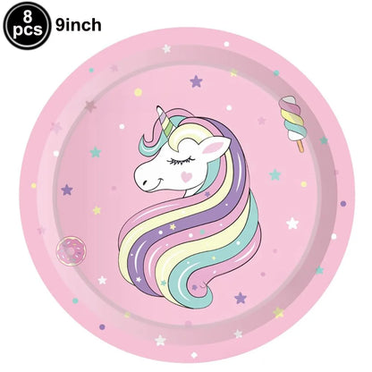 Unicorn Party Decoration Happy Birthday Banner Girl Unicorn Paper Mask Macaron Balloon Rainbow Unicorn Party Best Choice