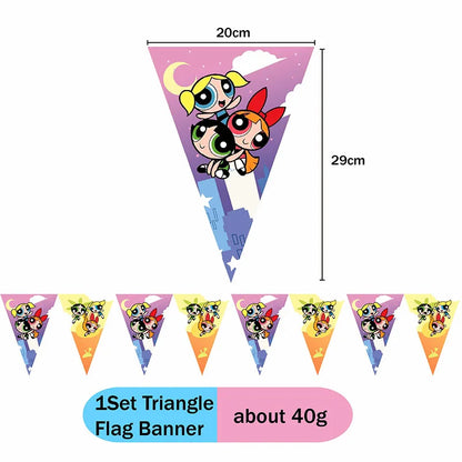 The Powerpuff Girls Gender Reveal Party Supplies Boy or Girl Disposable Napkins Cups Tablecloth Banner Latex Balloon Decorations