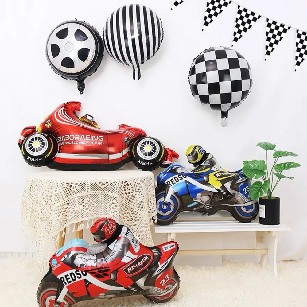 Motocross Dirt Bike Birthday Party Banner Cake Topper Foil Motorcycle Balloon for Boy Kids Motor Theme Party Decoration Supplies