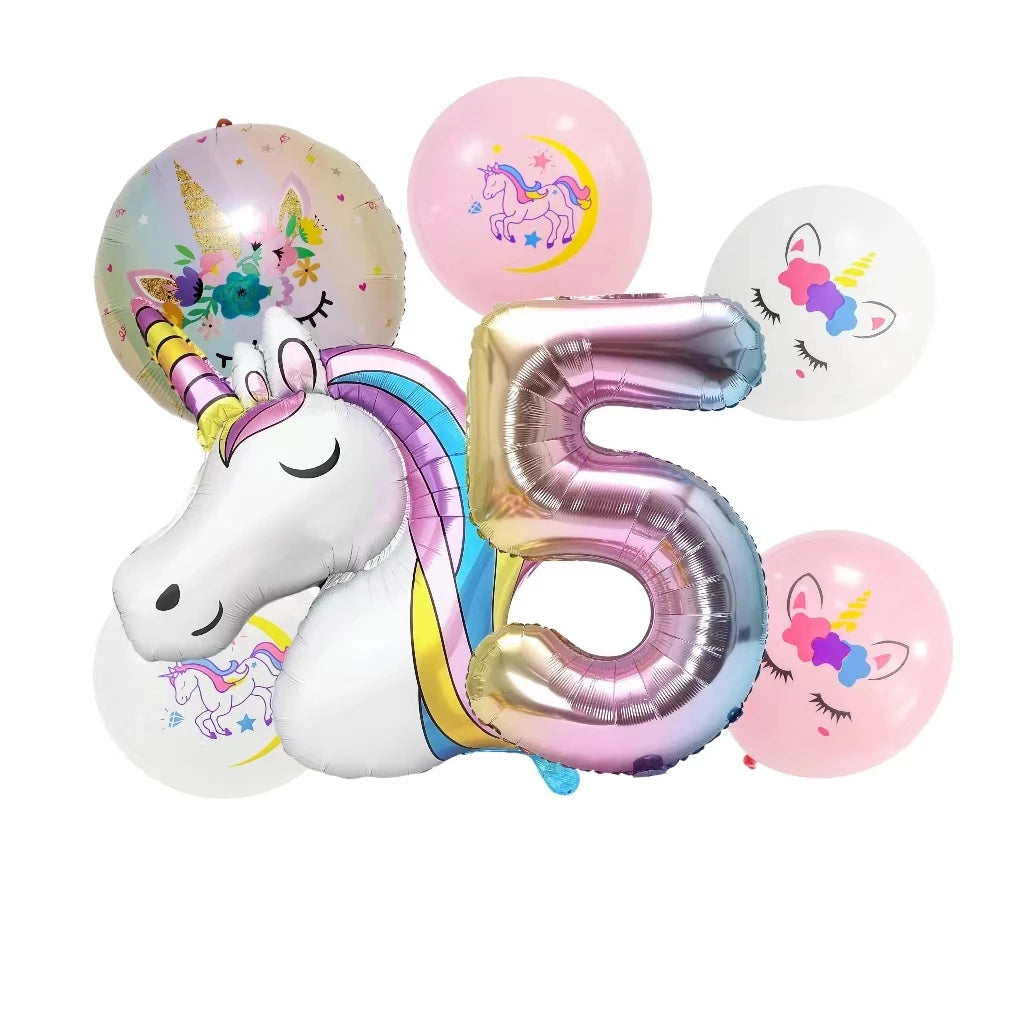 Unicorn Party Balloons Number Foil Balloons 1 2 3 4 Years Unicorn Birthday Party Decoration Rainbow Unicorn Balloons Baby Shower