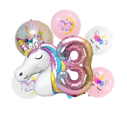 Unicorn Party Balloons Number Foil Balloons 1 2 3 4 Years Unicorn Birthday Party Decoration Rainbow Unicorn Balloons Baby Shower