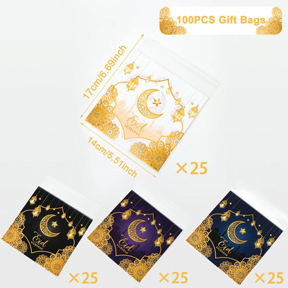 Eid Mubarak Gift Bags Plastic Candy Cookie Bag Ramadan Kareem Decoration 2025 Islamic Muslim Party Supplies Eid Gifts