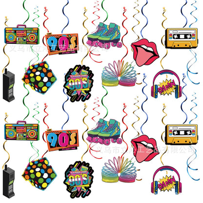 80s 90s Party Decorations Retro 1980s 1990s Hip Hop Party Hanging Swirls Ceiling Decor for Adults Back to The 80s 90sParty