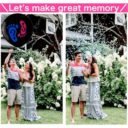 Boy or Girl Gender Reveal Party Decoration 36'' Giant Black Latex Balloon Blue Pink Confetti Baby Shower Globos Supplies