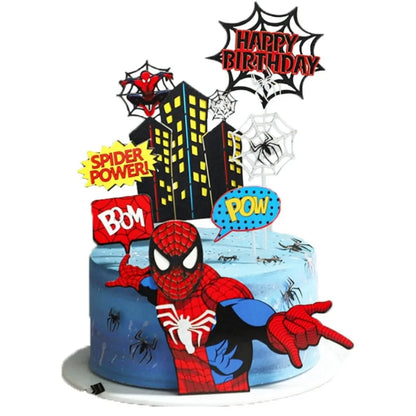 Spiderman Cake Toppers Superhero Birthday Cake Decorations CupCake Topppers Ornaments for Kids Boys Baby Shower Supplies Gifts