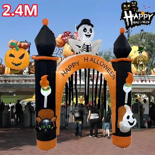 Halloween Inflatable Arch Toys Model Built-in LED Light Pumpkin Prop Outdoor Indoor Home Garden Party Terror Decoration