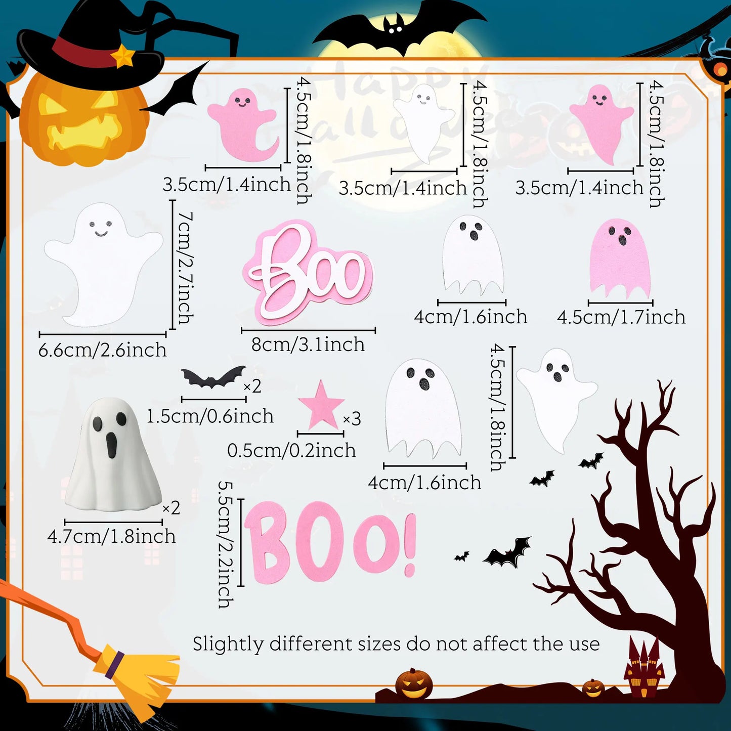 LaVenty Pink Halloween Cake Decoration Spooky One Ghost Cake Decoration Boo is One Cake Topper for Halloween Party Supplies