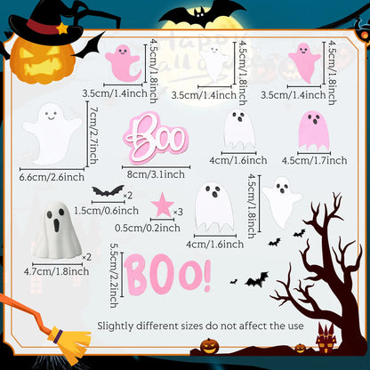 LaVenty Pink Halloween Cake Decoration Spooky One Ghost Cake Decoration Boo is One Cake Topper for Halloween Party Supplies