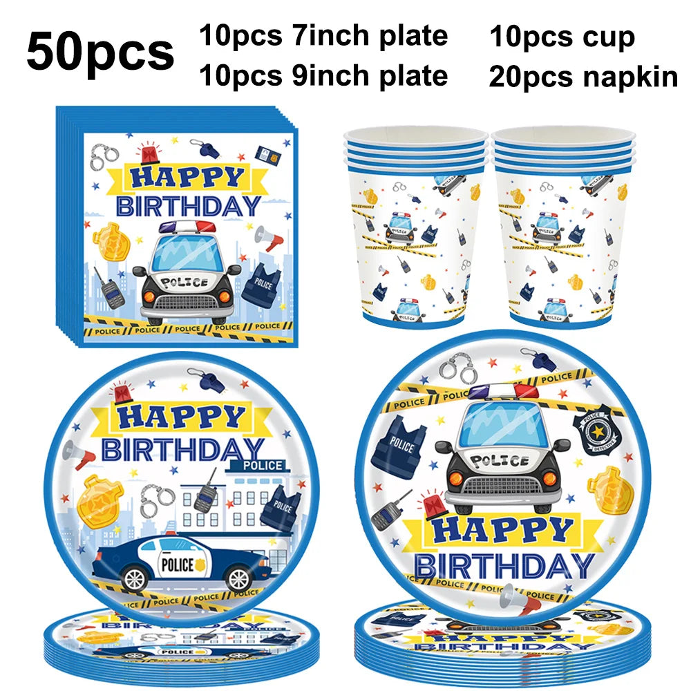 5th Birthday Police Party Blue Car Helicopter Foil Balloons for Boys Baby Shower Police Birthday Party Decoration