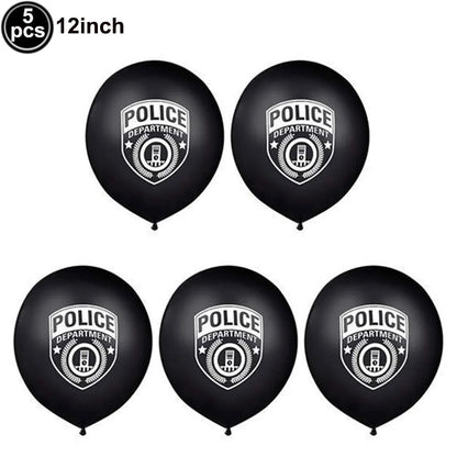5th Birthday Police Party Blue Car Helicopter Foil Balloons for Boys Baby Shower Police Birthday Party Decoration