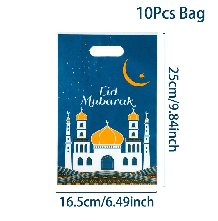 Eid Mubarak Gift Bags Plastic Candy Cookie Bag Ramadan Kareem Decoration 2025 Islamic Muslim Party Supplies Eid Gifts