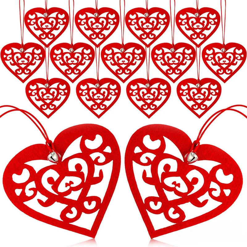 30Pcs Engraved Love Heart shaped pendant Hollow Shape DIY Crafts for Wedding Party Valentines Day Decoration Ornaments
