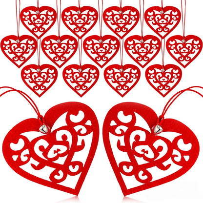 30Pcs Engraved Love Heart shaped pendant Hollow Shape DIY Crafts for Wedding Party Valentines Day Decoration Ornaments