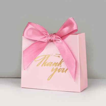 5/10pcs Thank You Candy Box With Ribbon Small Gift Packing Bag For Christmas Wedding Baby Shower Birthday Party gift for guests