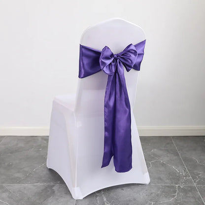 Wedding Decoration Chair Satin Sash Bow Tie Self TIe For BIrthday Party Festival Hotel Holiday Shiny Look Luxury Dining Room
