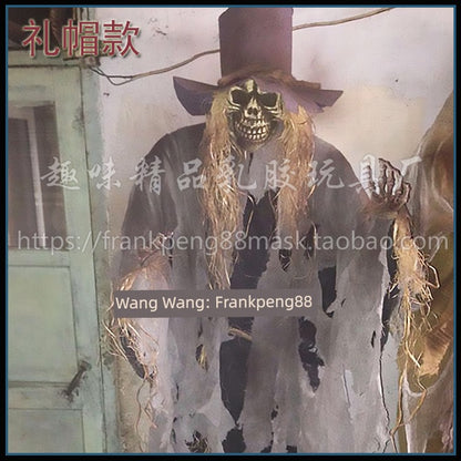 New Voice-Controlled Skull Hanging Ghost Halloween Haunted House Secret Room Props Bar KTV Set Decoration Pendant Horror