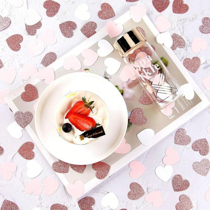 100pcs Rose-Gold Pink White Heart Confetti - Valentine's Day Table Decors, Engagement Wedding Mother's Day gifts Decoration