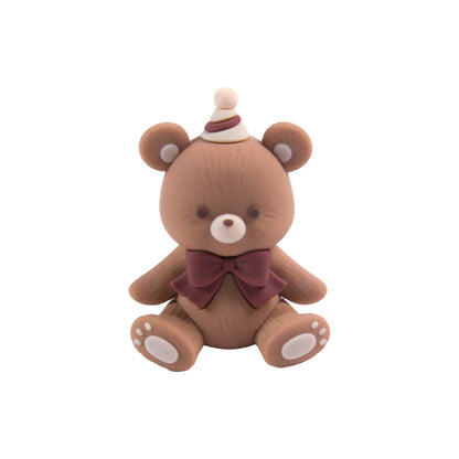 New 3D Pink Blue Bear Cake Topper Cute Mini Bear Doll Cake Decoration Boy Girl Birthday Party Gender Reveal Baby Shower Supplies