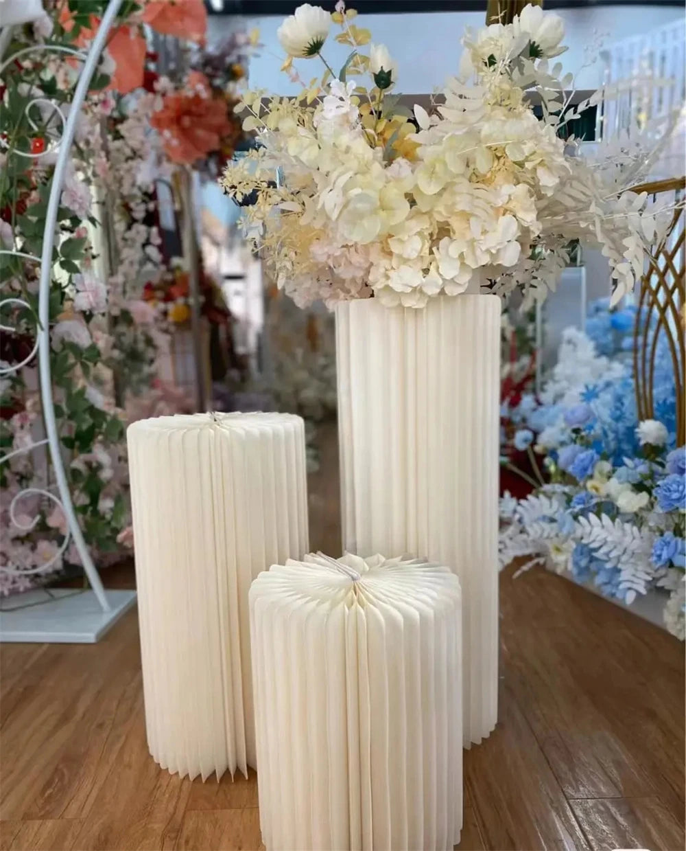 Paper Folding Cylinder Wedding Ramadan Decoration Birthday Anniversary DIY Party Supplies Baby Shower Dessert Table Cake Stand