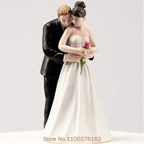 Cake Toppers Dolls Bride and Groom Figurines Funny Wedding Cake Toppers Stand Topper Decoration Supplies Marry Figurine